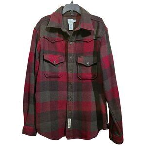 Calvin Klein Jeans Men's SIZE M Wool-Blend Plaid Shirt Jacket in Red and Grey